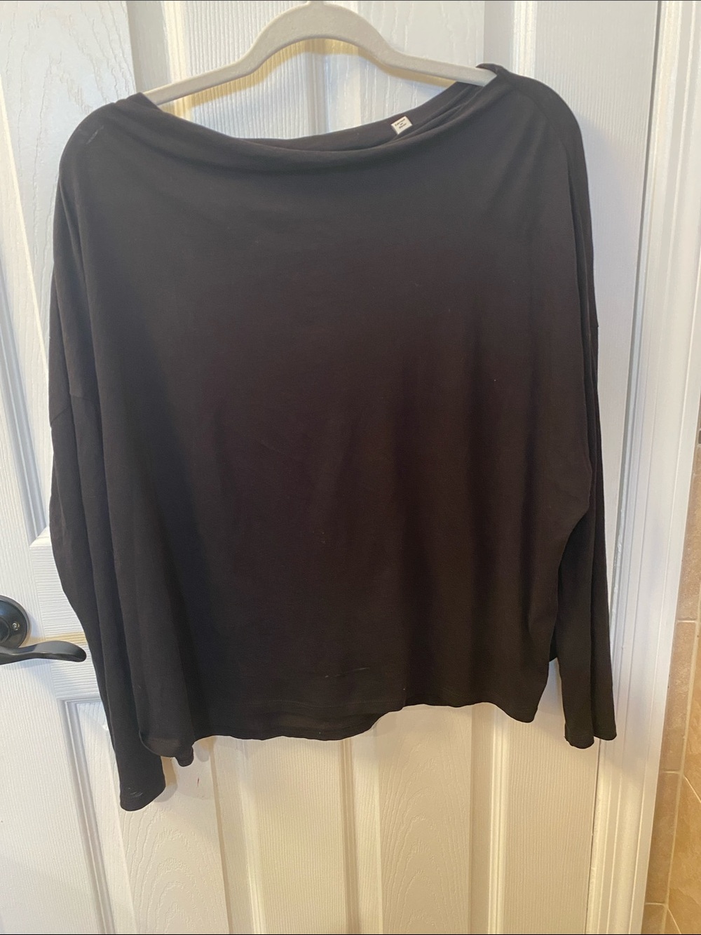 Vince Black Boatneck Long Sleeve Top - Relaxed Fit
